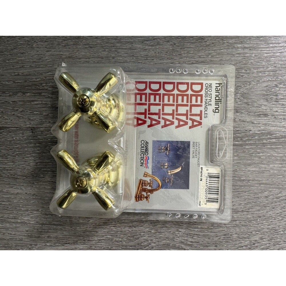 Vintage Delta RP14790PB Neo Style Cross Handles Polished Brass Faucet NOS